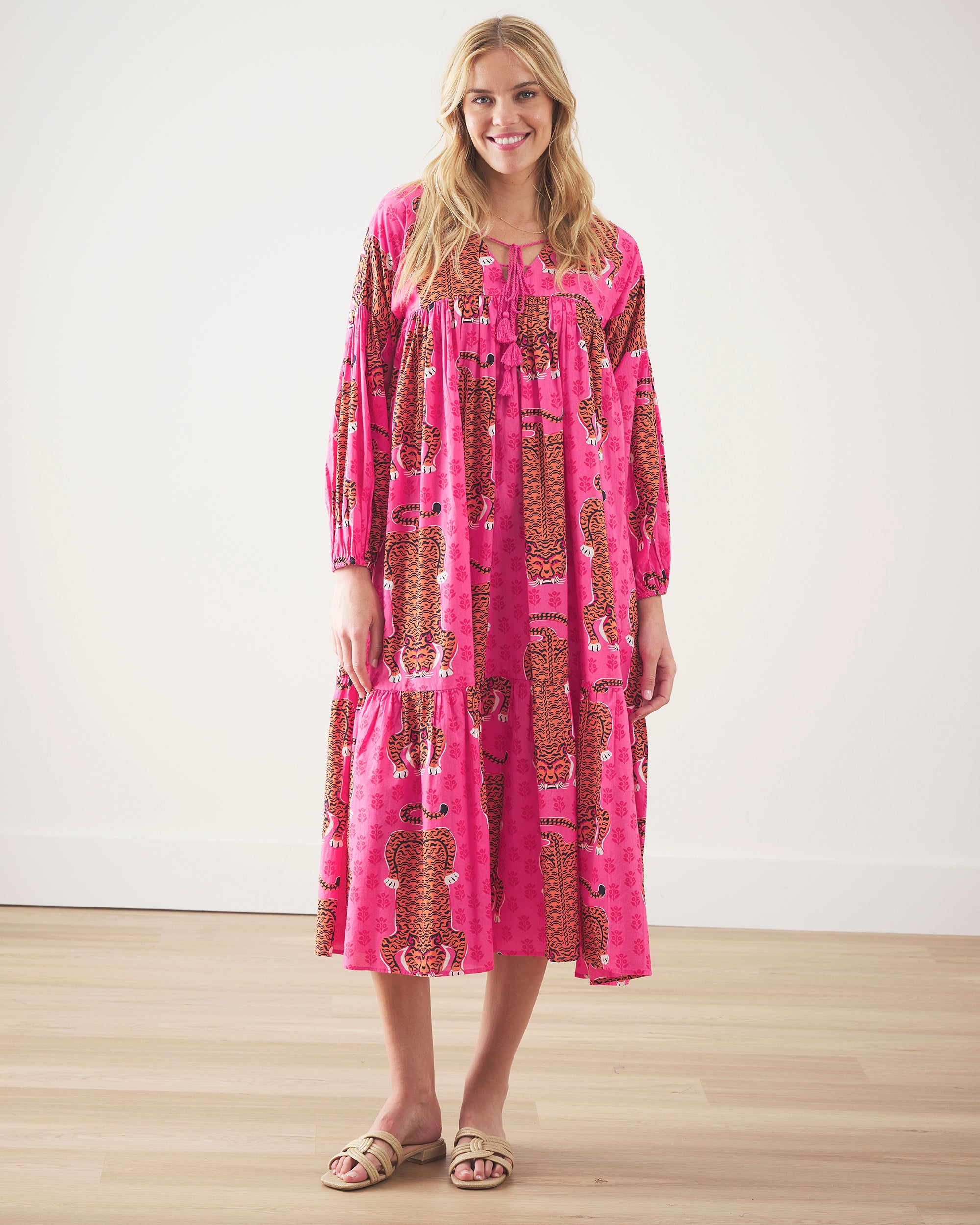 Siberian Stripes - Day Tripper Dress - Neon Rose - Printfresh