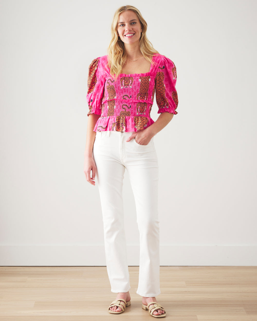 Siberian Stripes - Sophisticated Soirée Top - Neon Rose - Printfresh