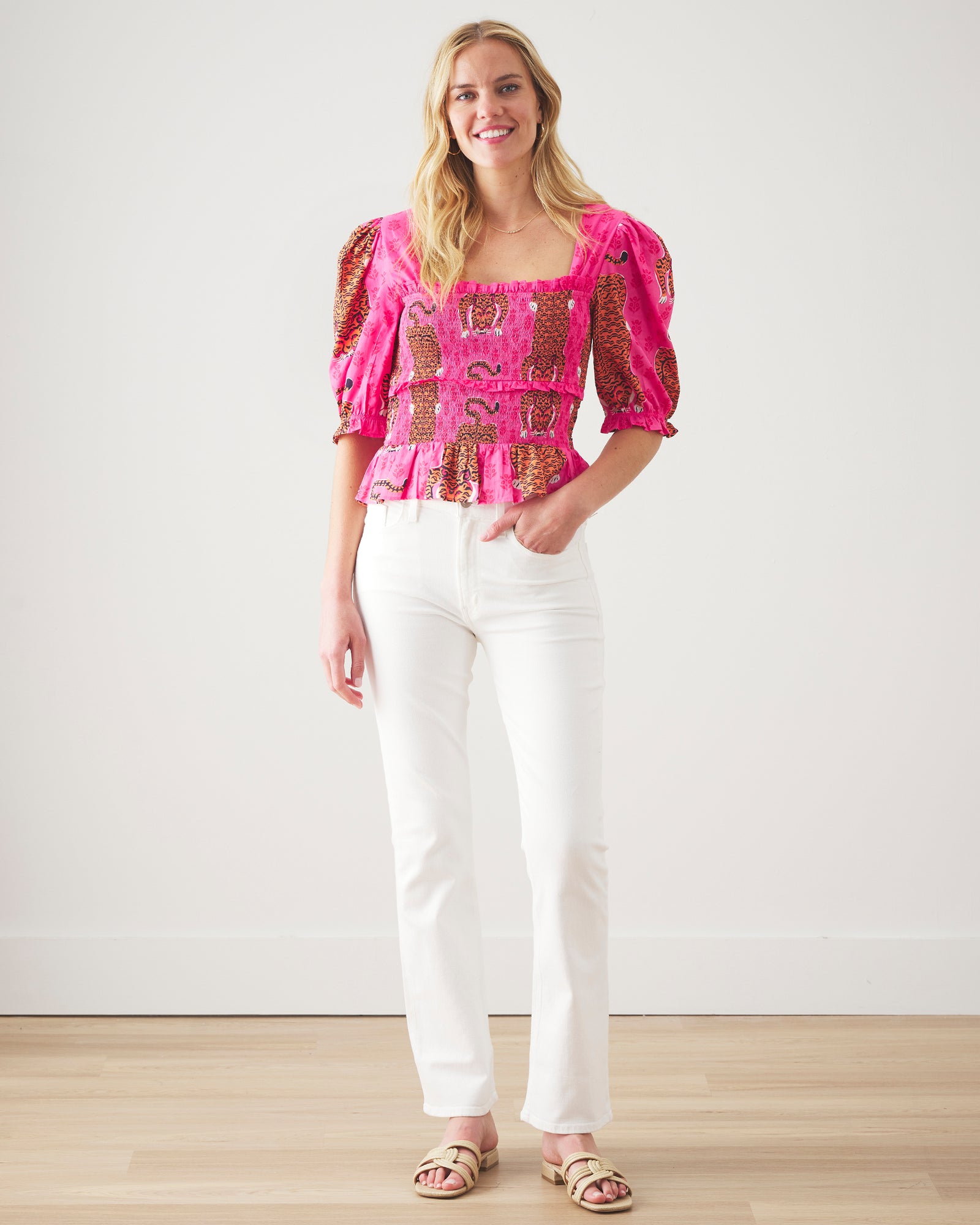 Siberian Stripes - Sophisticated Soirée Top - Neon Rose - Printfresh