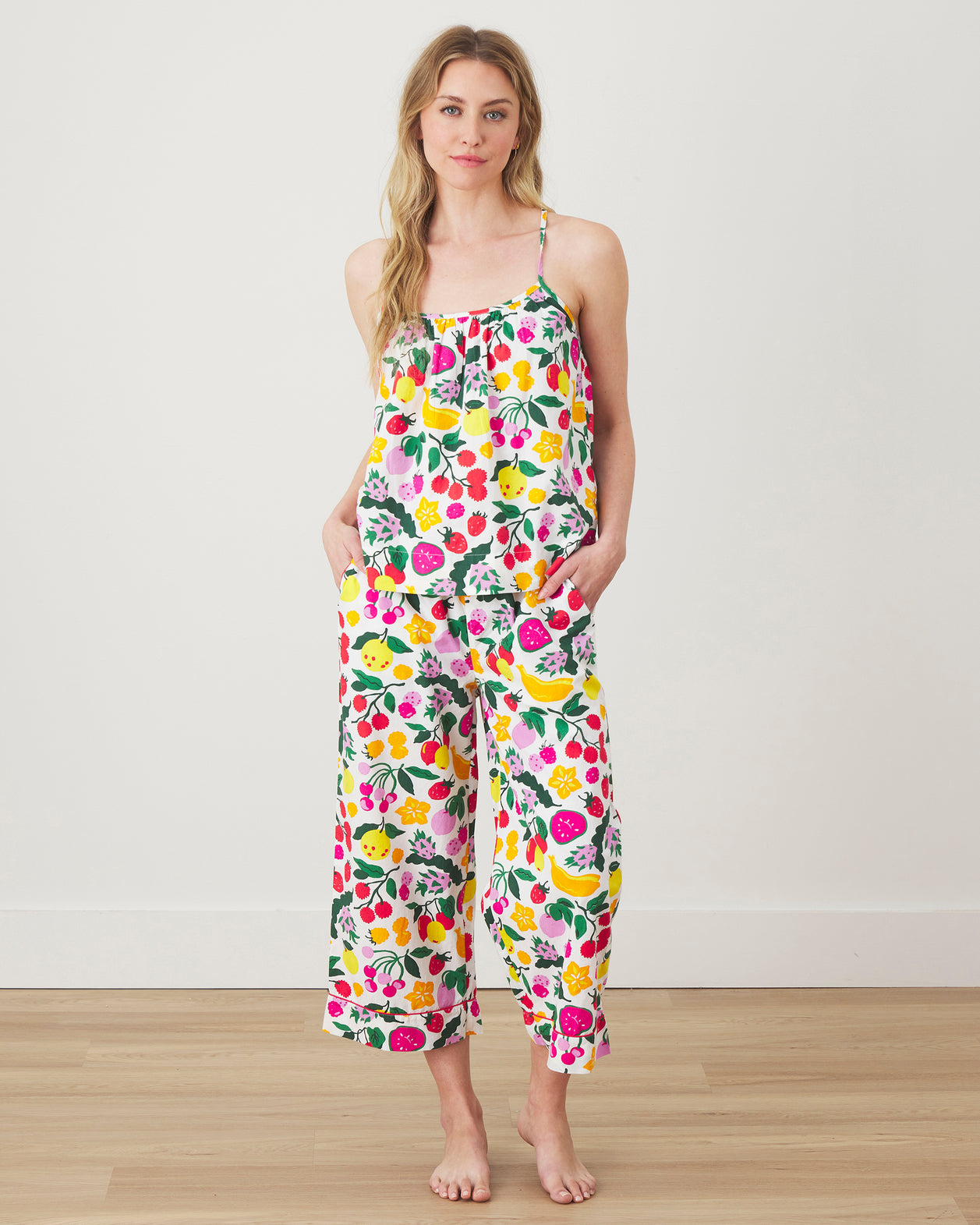 Smoothie Time - Cami Cropped Pants Set - Cloud - Printfresh