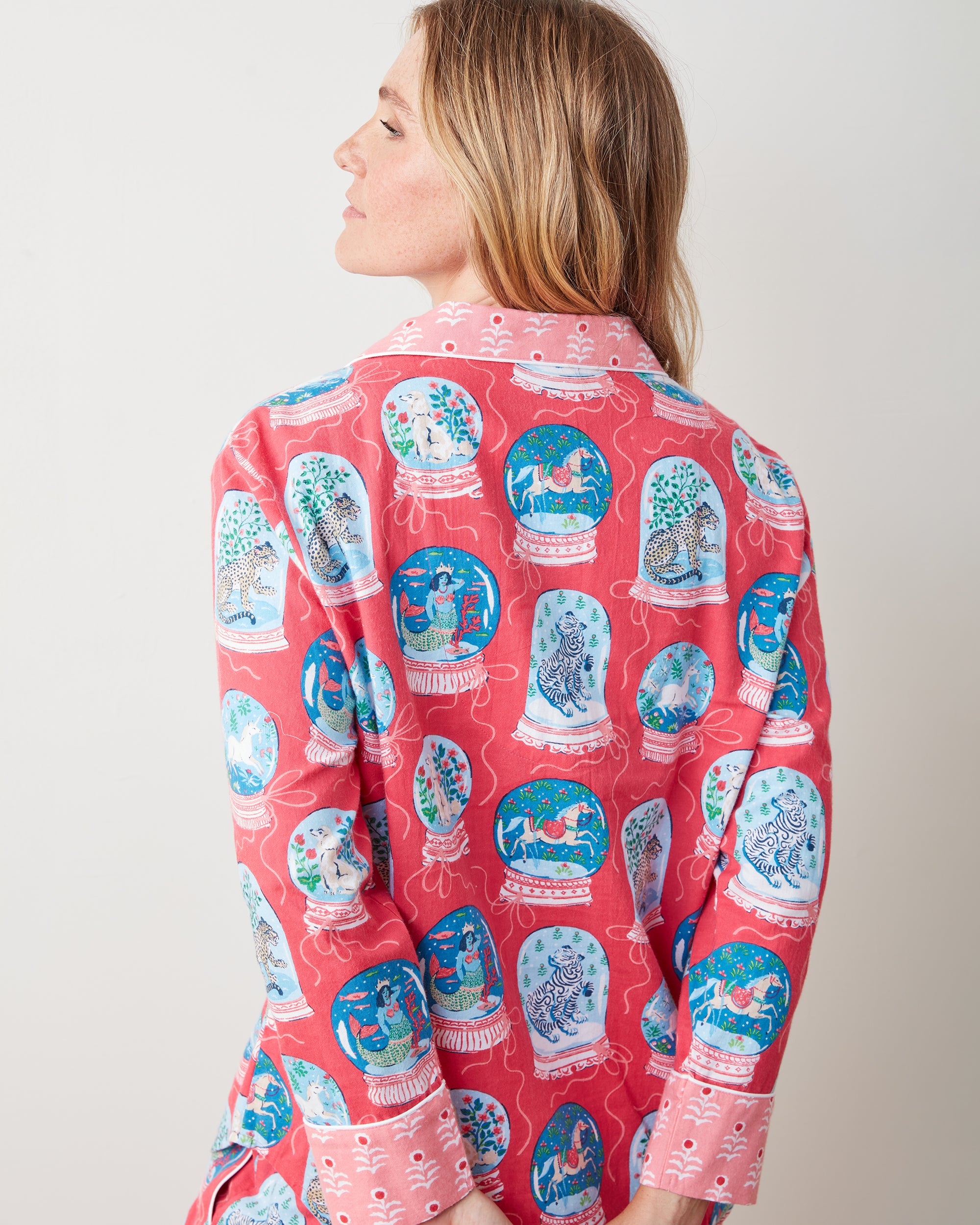 Snow Globe Magic - Flannel Long PJ Set - Red Ribbon - Printfresh