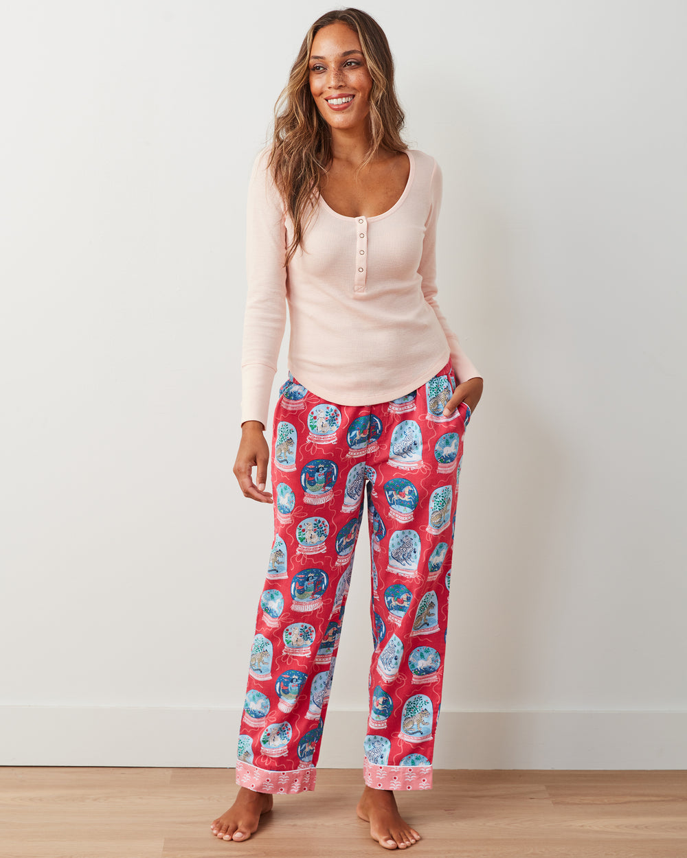 Snow Globe Magic - Henley & PJ Pants Set - Red Ribbon - Printfresh