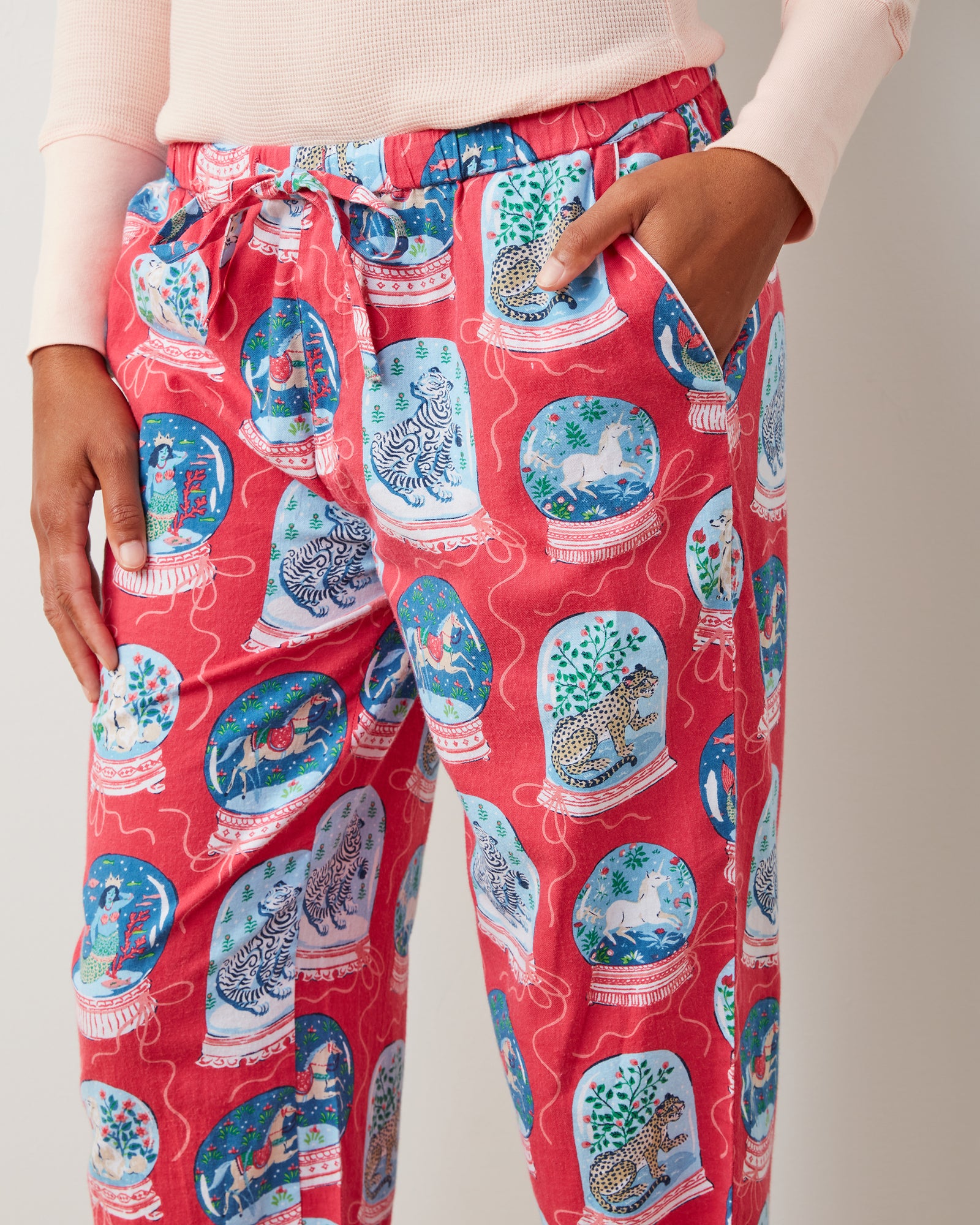 Snow Globe Magic - Flannel PJ Pants - Red Ribbon - Printfresh