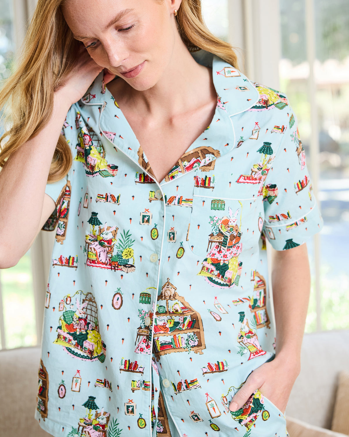 Reading Nook - Short PJ Set - Blue Burrow - Printfresh