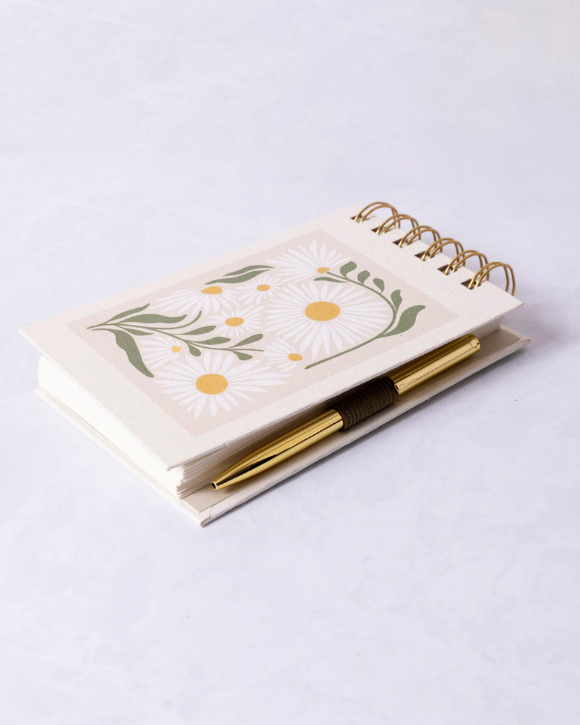 Cream - Spiral Notebook with Pen Flower Market Daisy - Lady Jayne - Printfresh