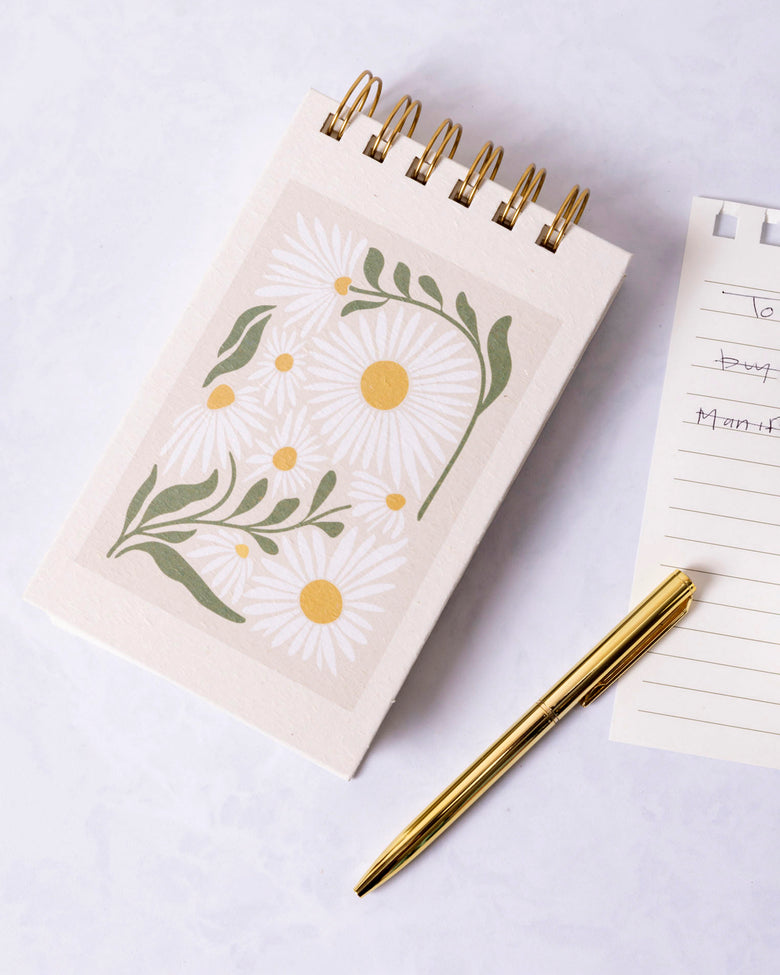 Cream - Spiral Notebook with Pen Flower Market Daisy - Lady Jayne - Printfresh