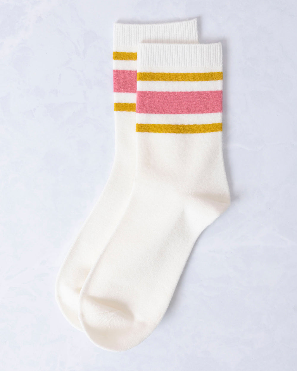 Rose Pink - Retro Stripe Style Crew Socks - Leto Accessories - Printfresh