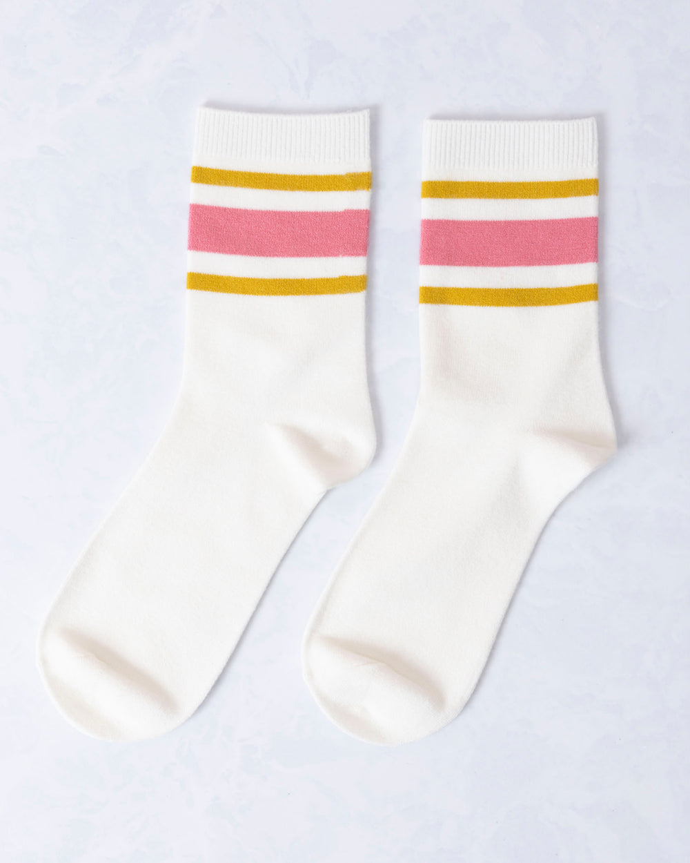 Rose Pink - Retro Stripe Style Crew Socks - Leto Accessories - Printfresh