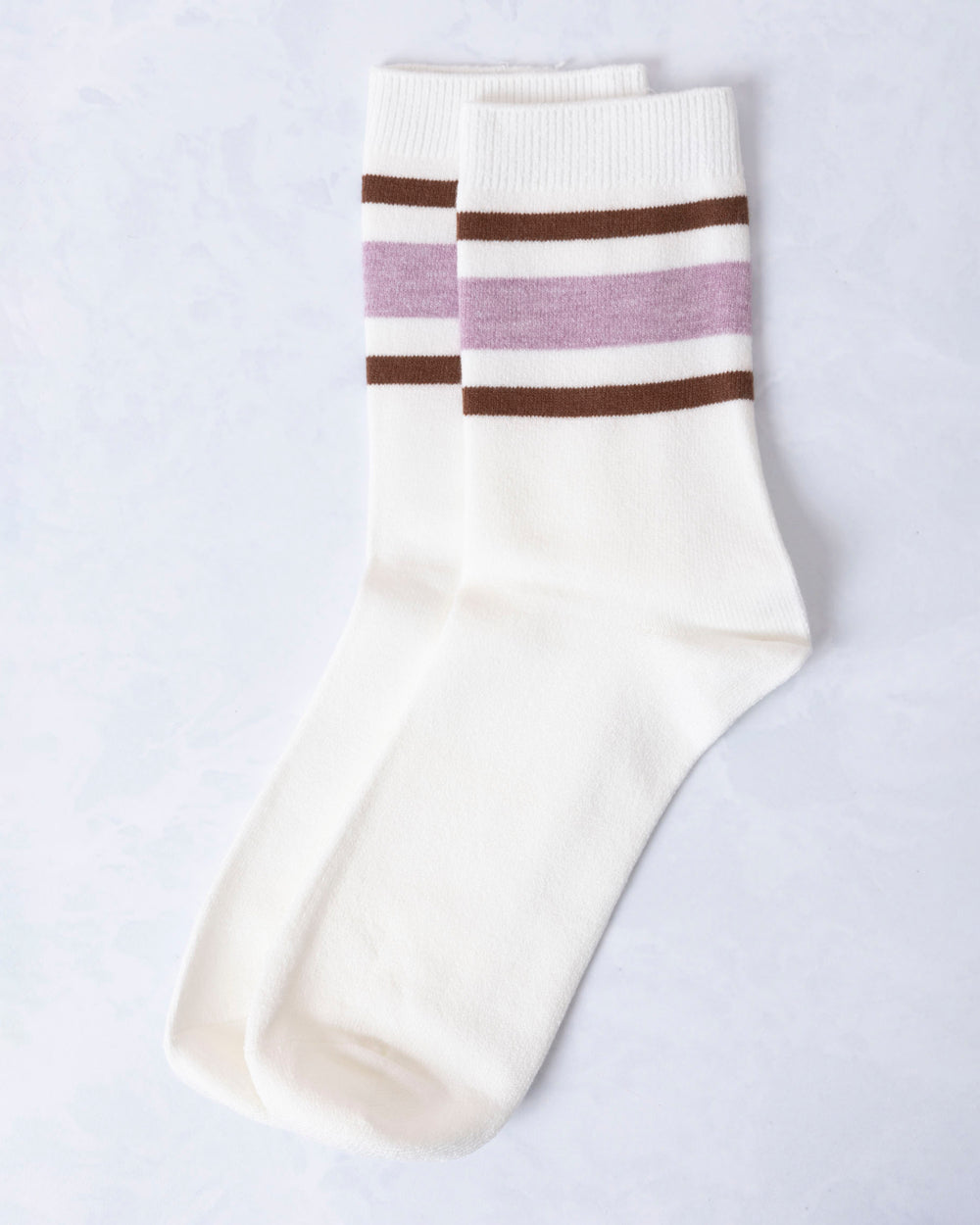 Deep Lavender - Retro Stripe Style Crew Socks - Leto Accessories - Printfresh