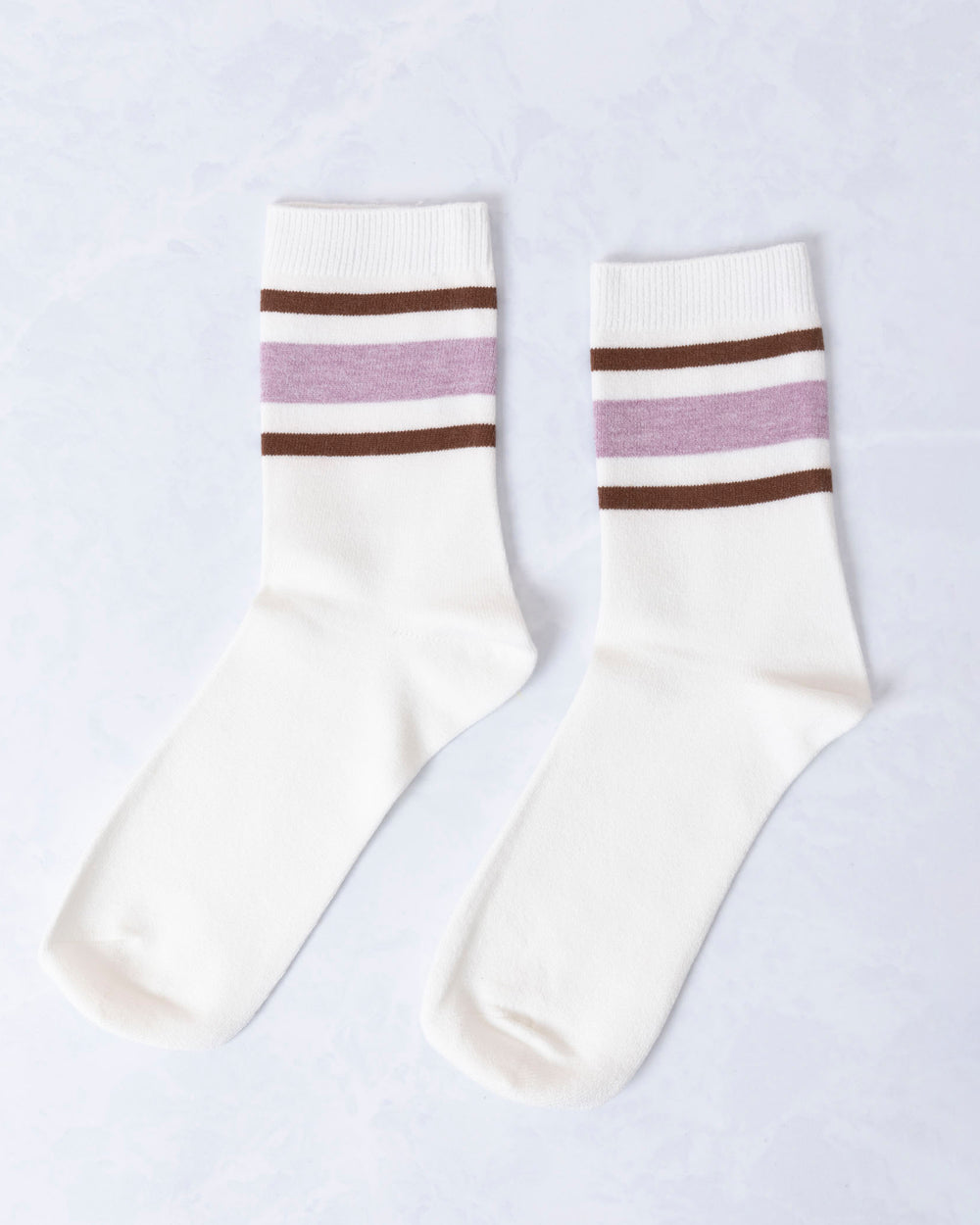 Deep Lavender - Retro Stripe Style Crew Socks - Leto Accessories - Printfresh