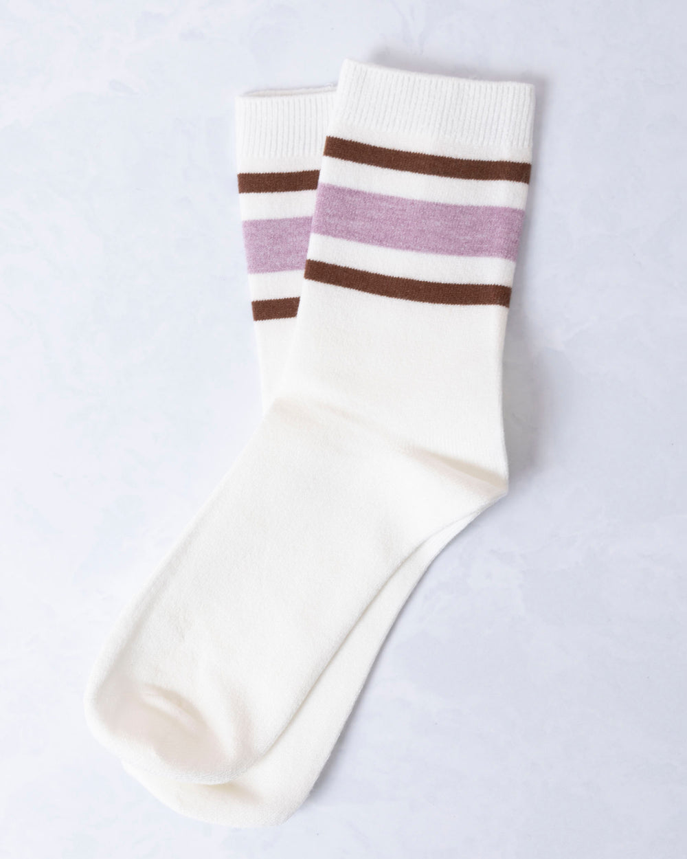 Deep Lavender - Retro Stripe Style Crew Socks - Leto Accessories - Printfresh