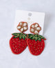 Red Strawberry - Seed Beaded Drop Earrings - Josslyn By Off The Wall - Printfresh