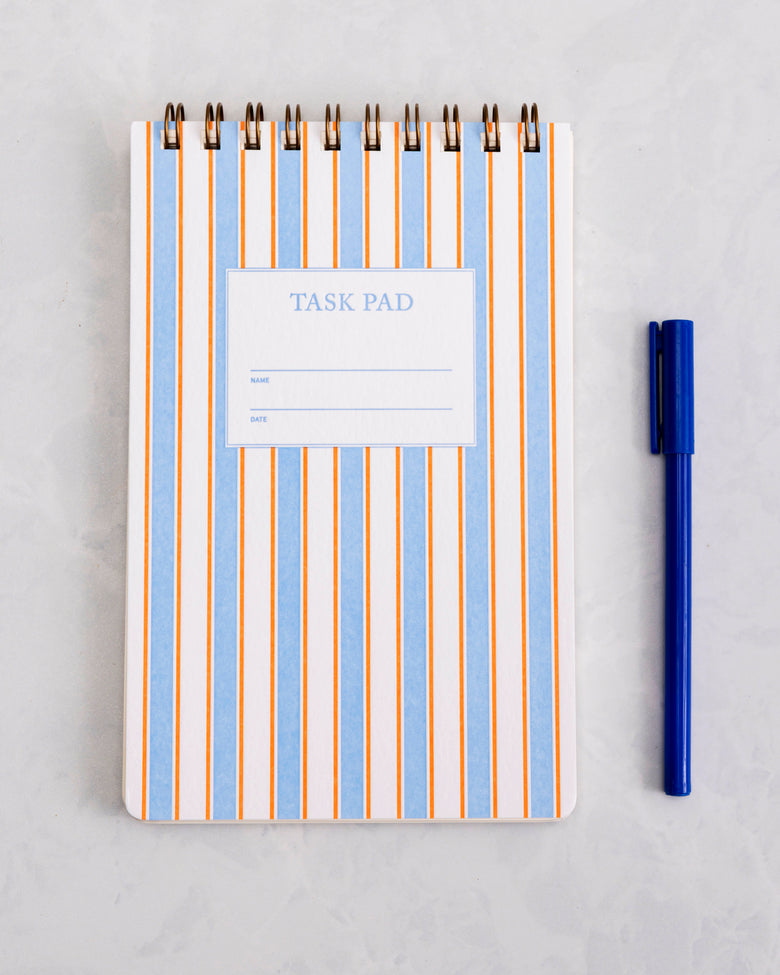 Blue French Stripes - Task Pad Notebook - Shorthand Press - Printfresh