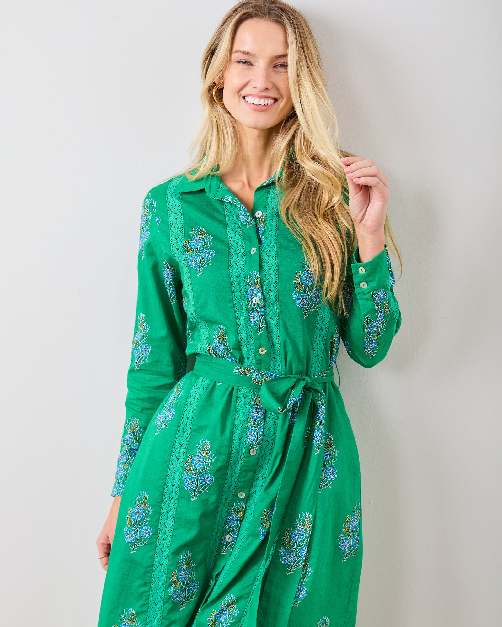 Bouquet Blossoms - Meredith Dress - Lucky Green - Printfresh