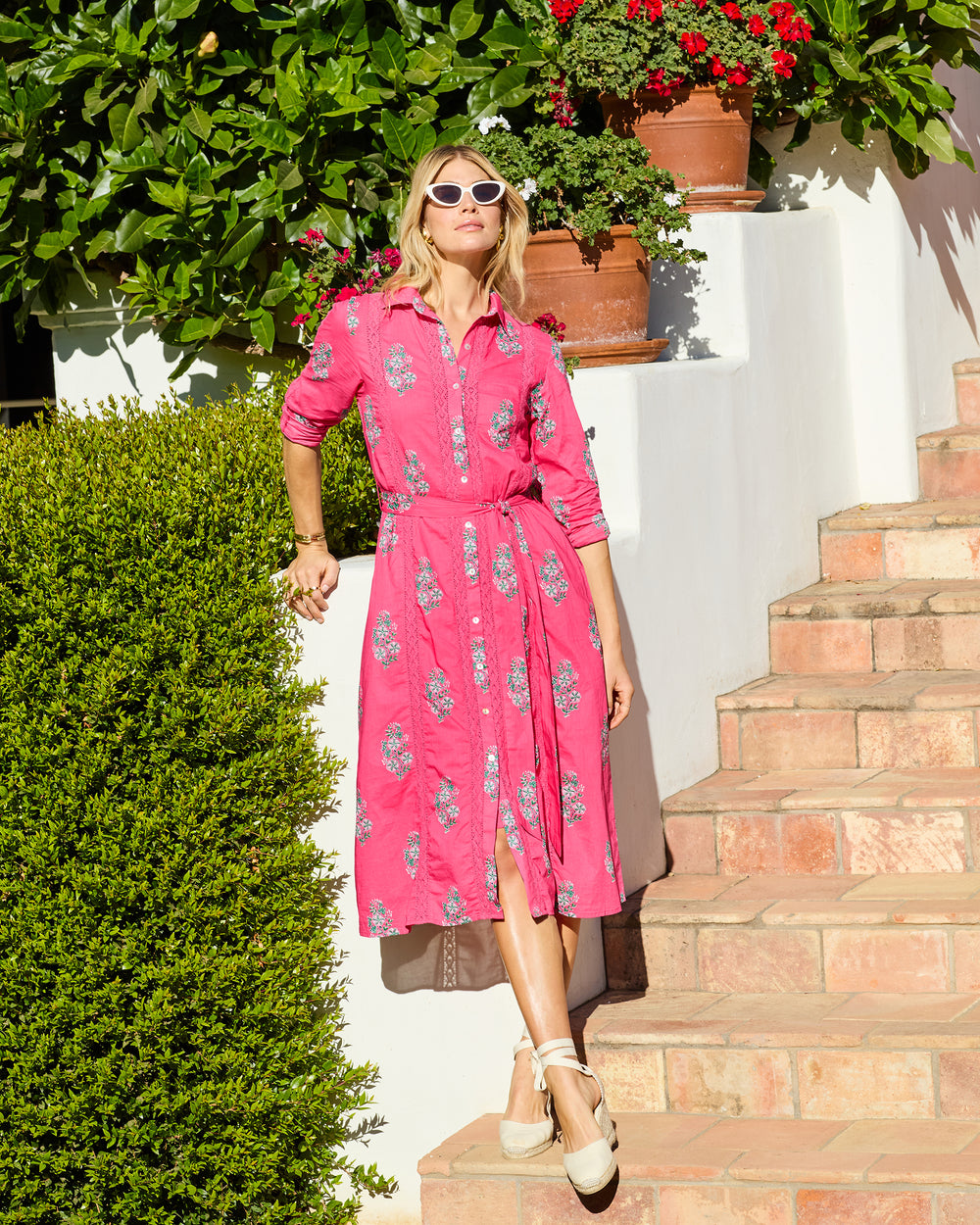 Bouquet Blossoms - Meredith Dress - Hot Pink - Printfresh