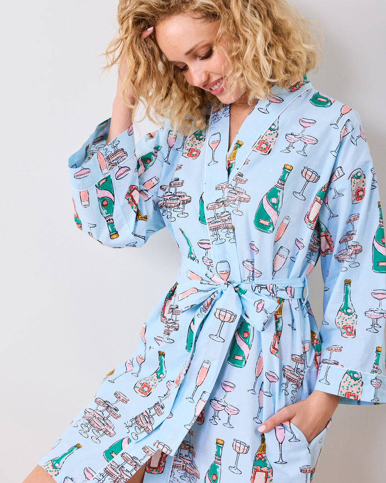 Champagne Tower - Getting Ready Robe - Soft Blue - Printfresh