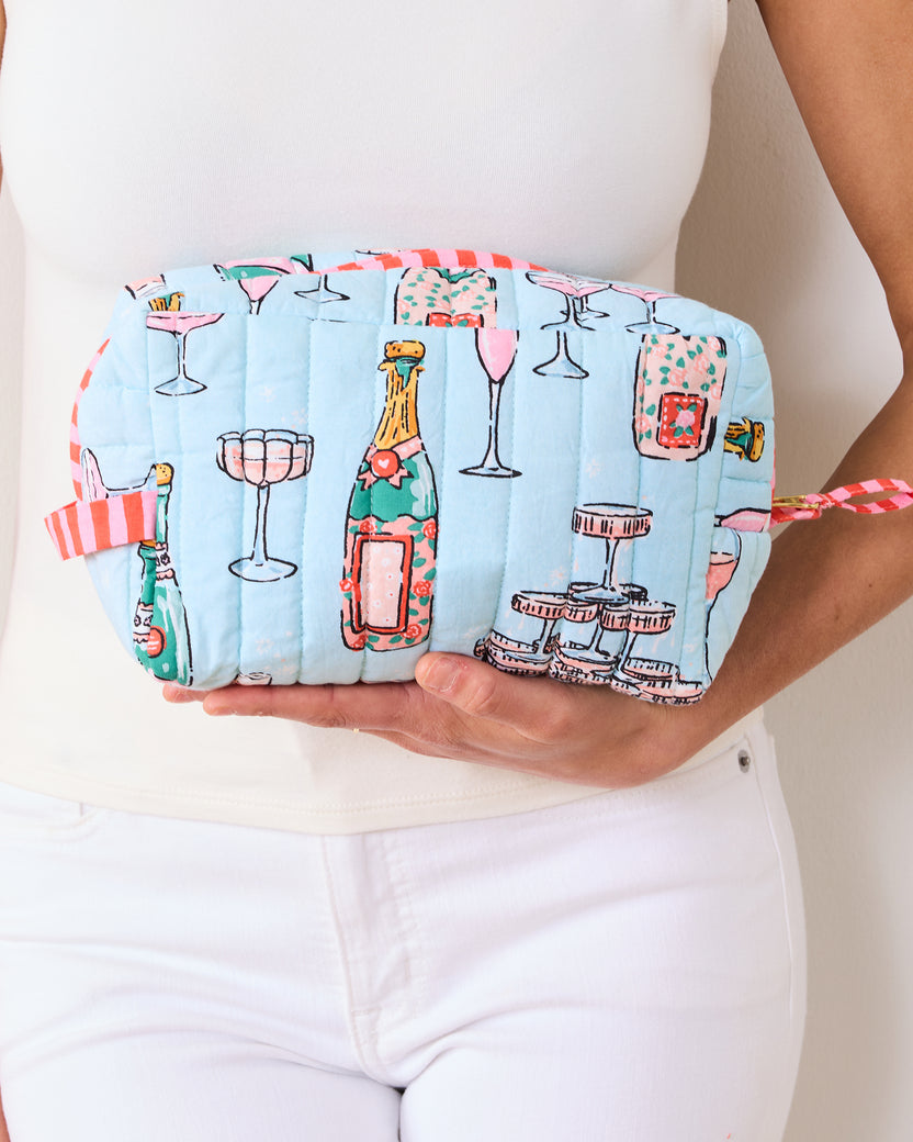 Champagne Tower - Quilted Pouch - Soft Blue - Printfresh