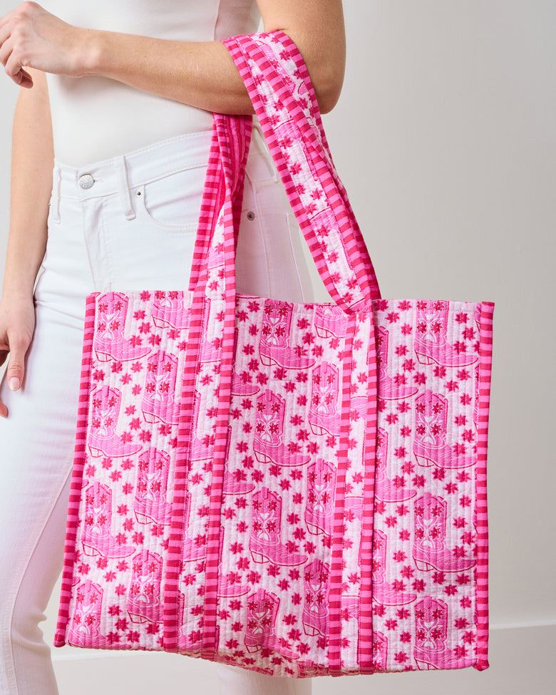 Rhinestone Cowgirl - The Traveler Tote - Party Pink - Printfresh