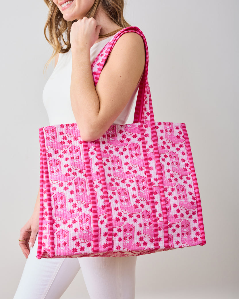 Rhinestone Cowgirl - The Traveler Tote - Party Pink - Printfresh