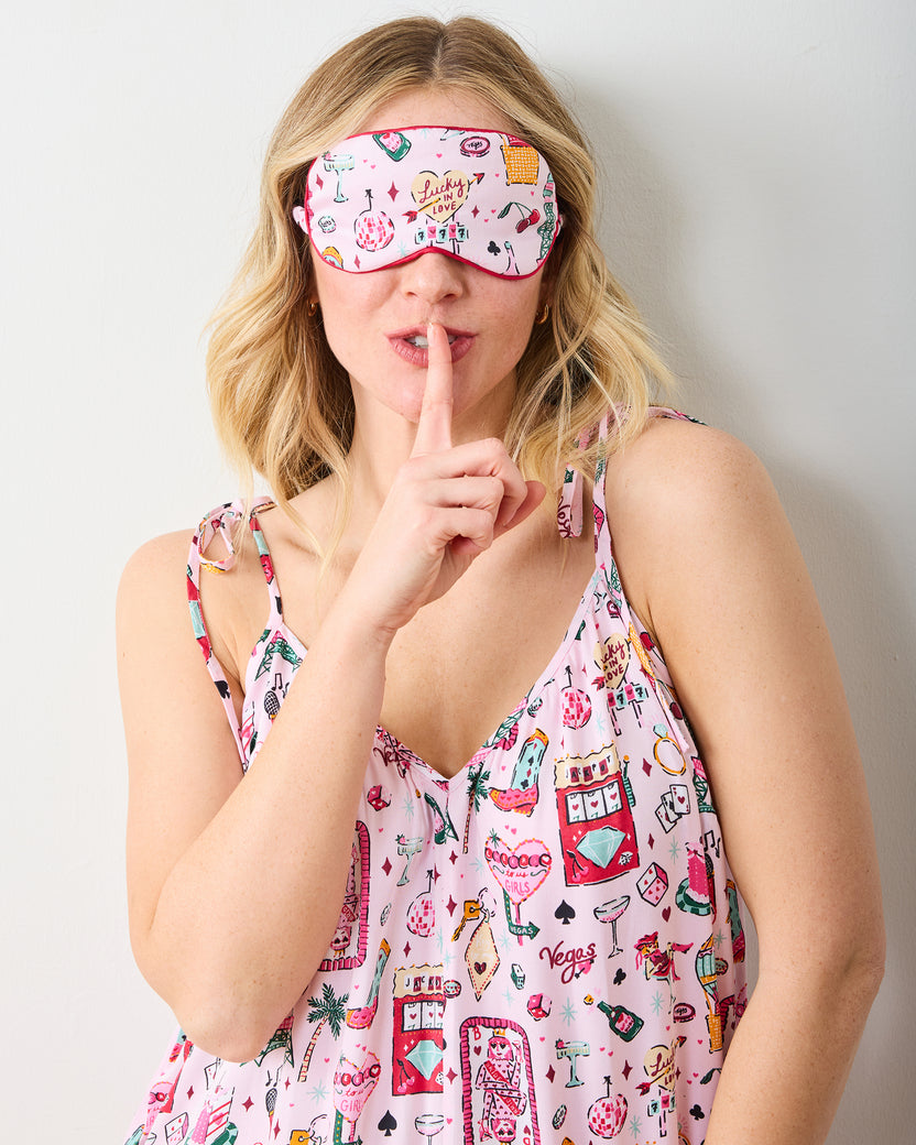 Viva Las Vegas - Eco Satin Eye Mask - Lucky Pink - Printfresh