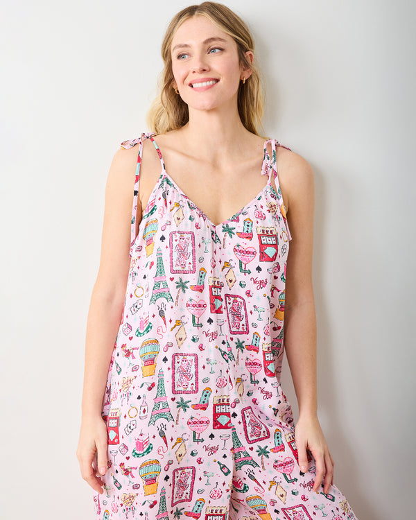 Viva Las Vegas - Eco Satin Jaipur Jumpsuit - Lucky Pink - Printfresh