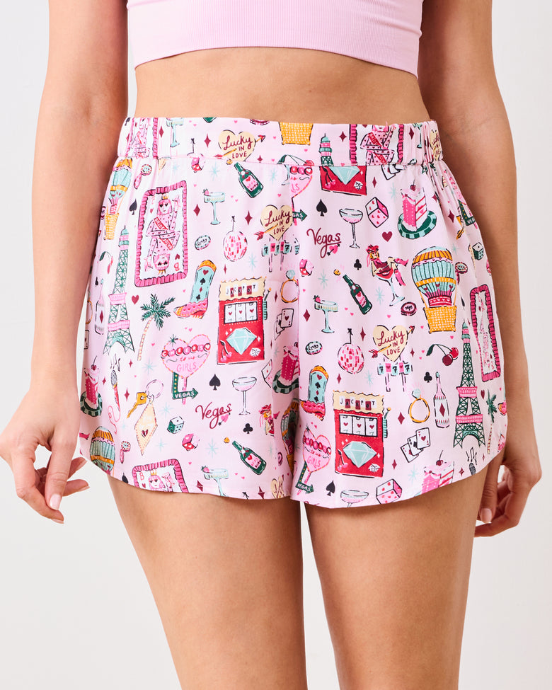 Viva Las Vegas - Eco Satin Sweet Dreams Shorts - Lucky Pink - Printfresh