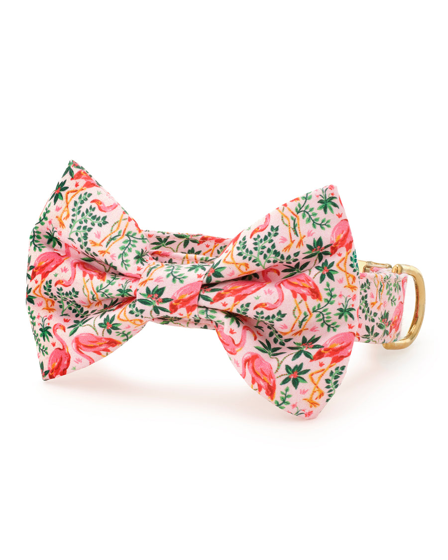 PF x The Foggy Dog Flock of Flamingos - Dog Bow Tie - Rose - Printfresh