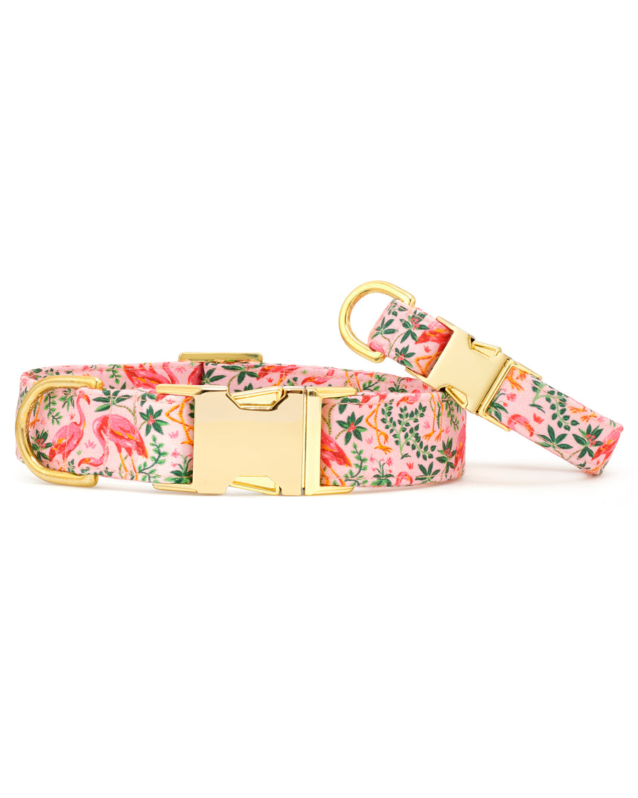 PF x The Foggy Dog Flock of Flamingos - Dog Collar - Rose - Printfresh