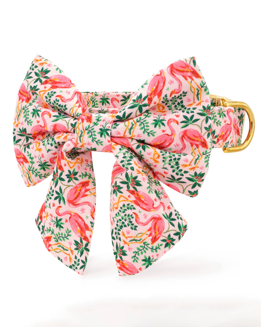 PF x The Foggy Dog Flock of Flamingos - Lady Dog Bow - Rose - Printfresh