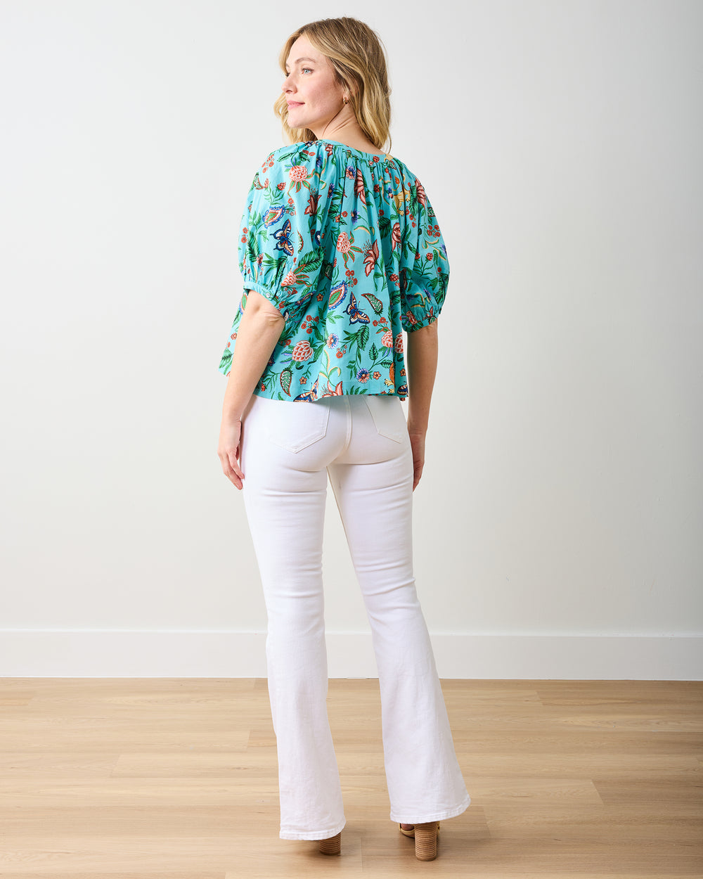 Garden District - Gilmore Blouse - Caribbean Blue - Printfresh