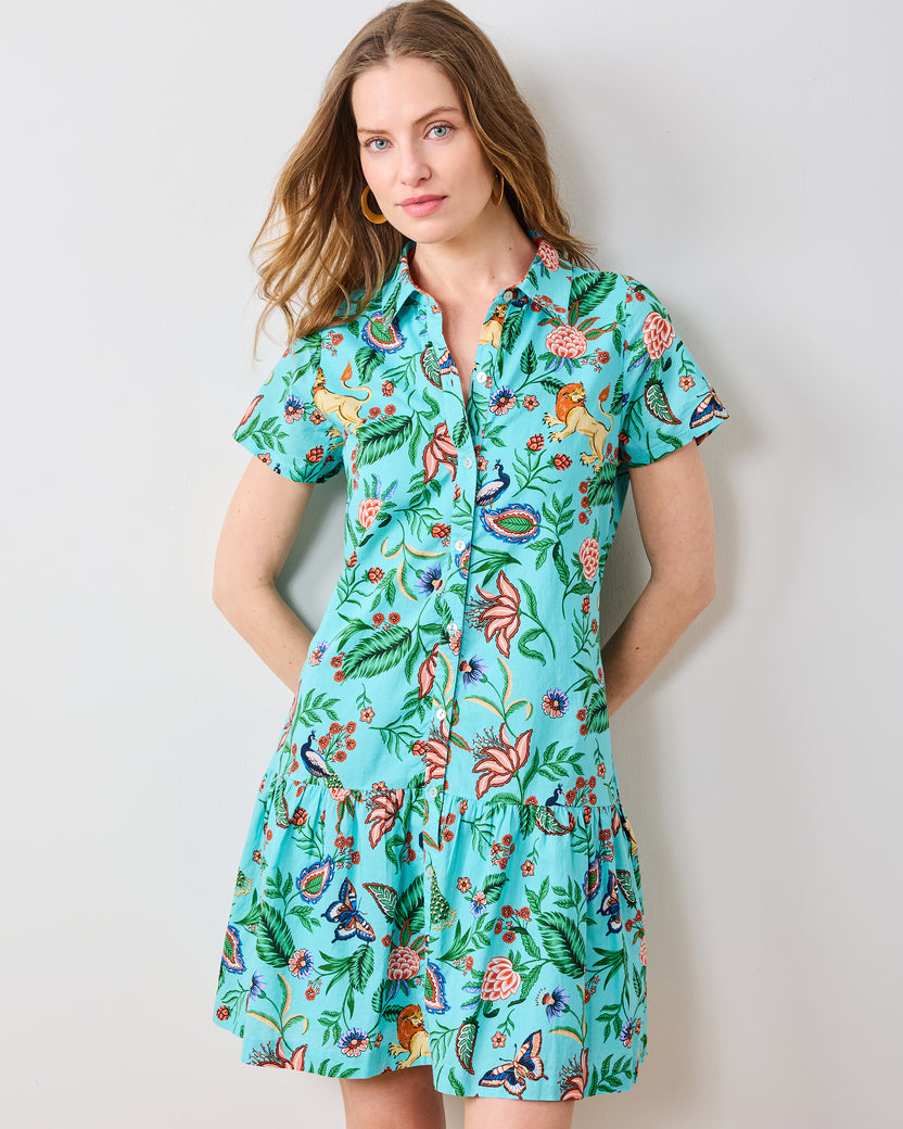 Garden District - Gracie Dress - Caribbean Blue - Printfresh