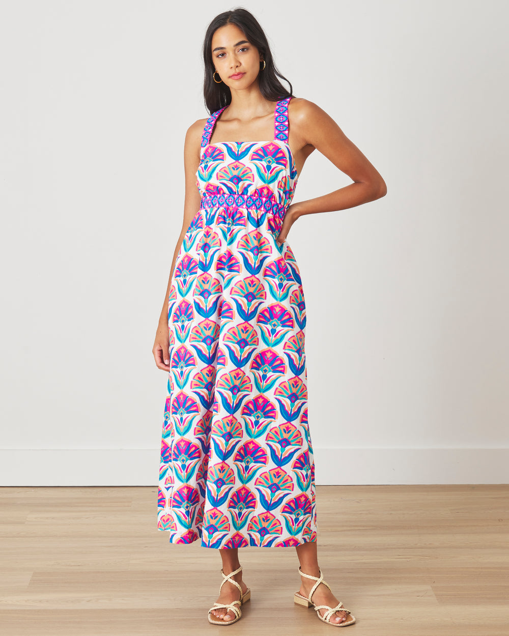 Geo Floral - Coastal Dress - Fuschia Cloud - Printfresh