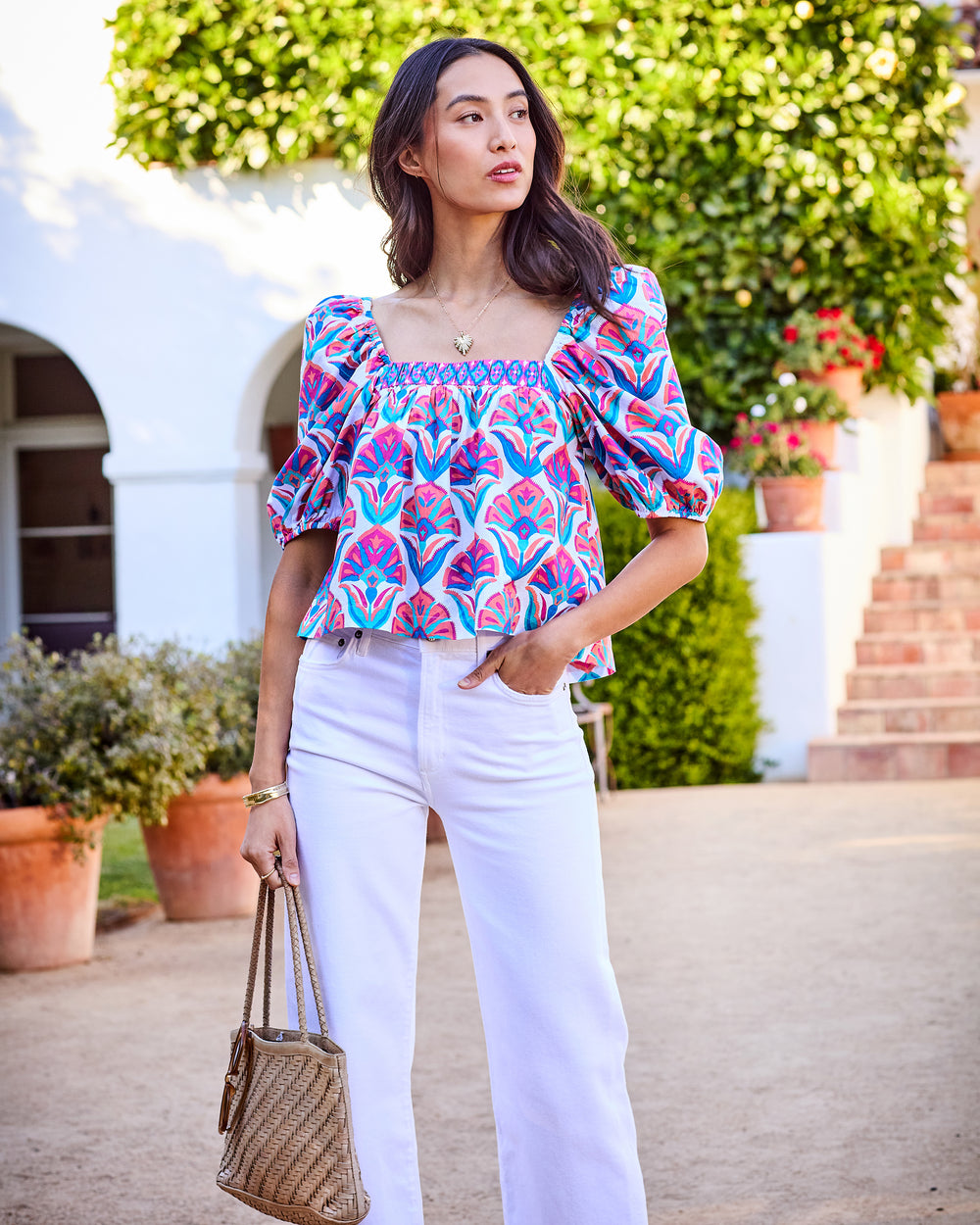 Geo Floral - Margot Blouse - Fuschia Cloud - Printfresh