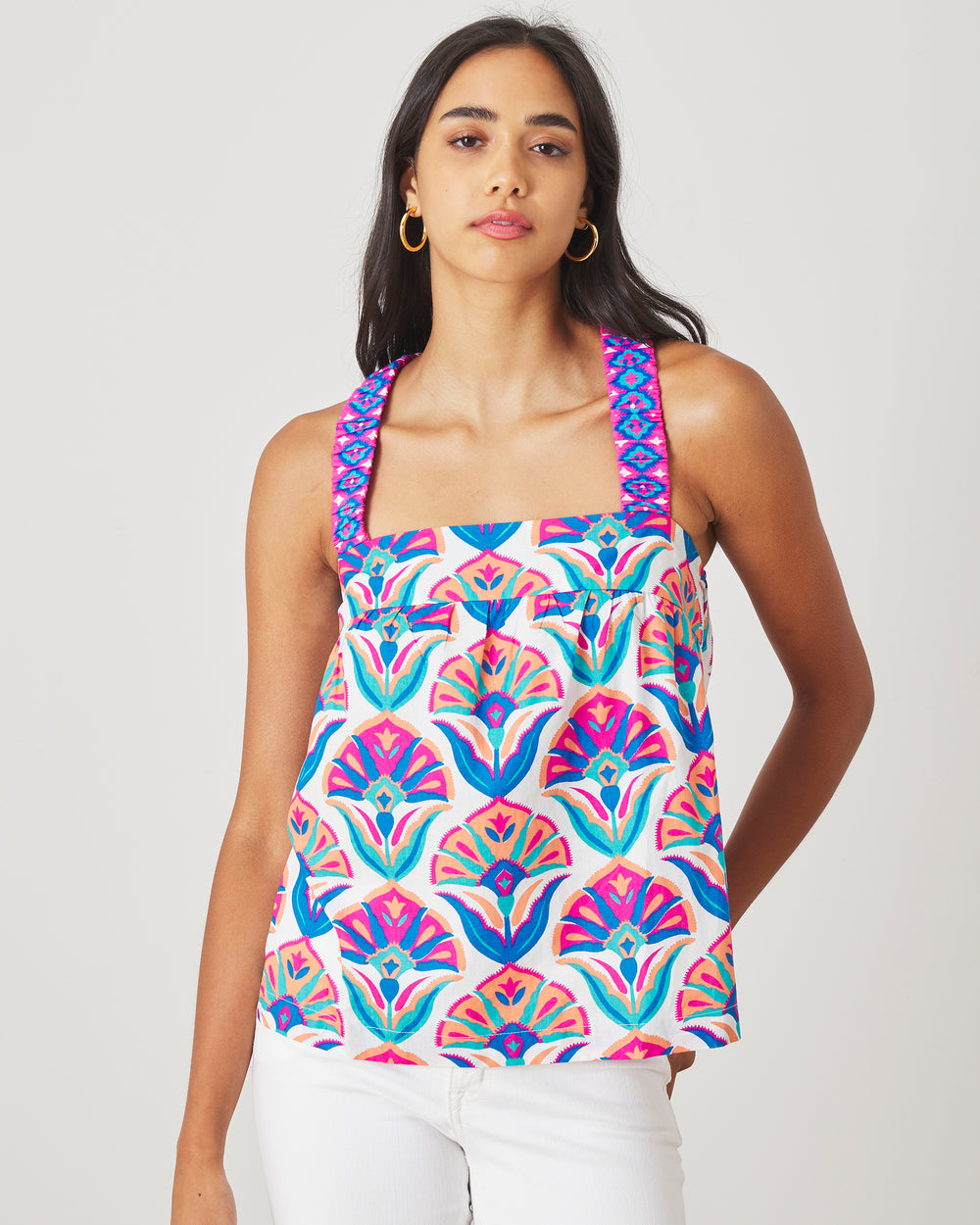 Geo Floral - Mila Top - Fuschia Cloud - Printfresh