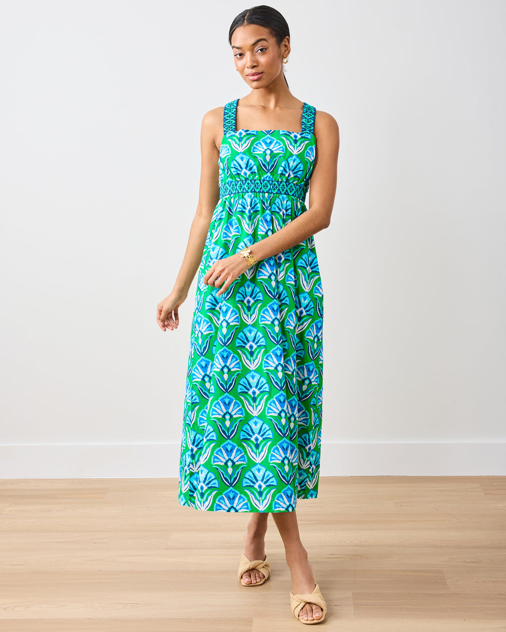 Geo Floral - Coastal Dress - Green Juice - Printfresh