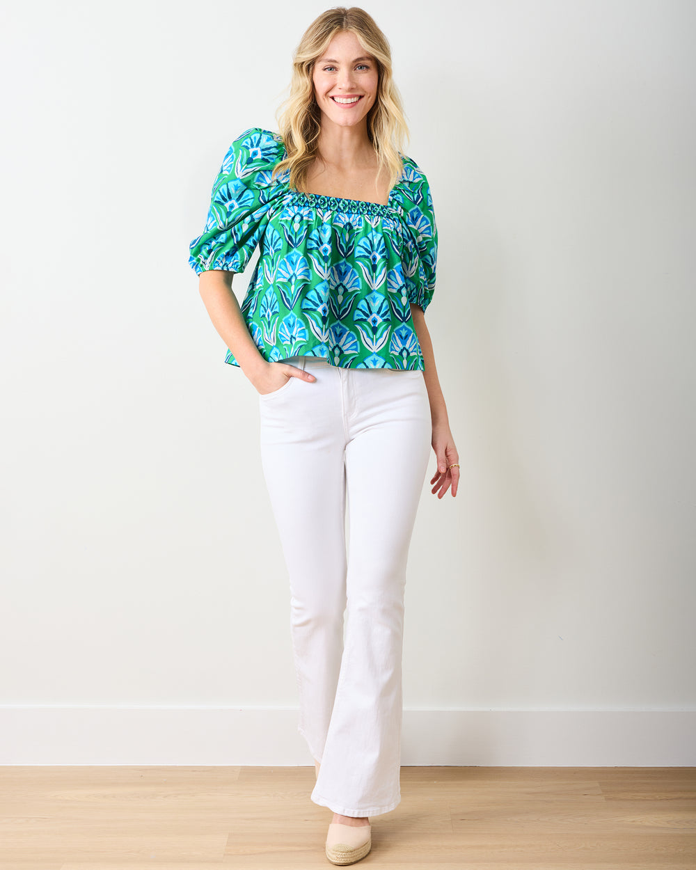 Geo Floral - Margot Blouse - Green Juice - Printfresh