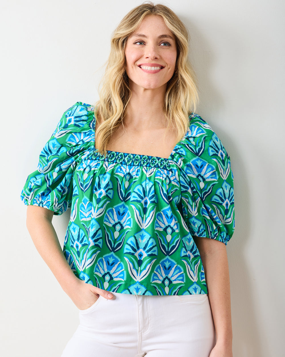 Geo Floral - Margot Blouse - Green Juice - Printfresh