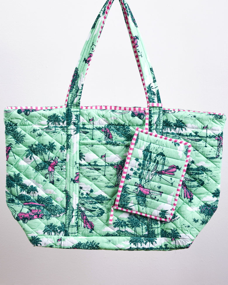 Golf Toile - Weekend Bag With Pouch - Putting Green - Printfresh