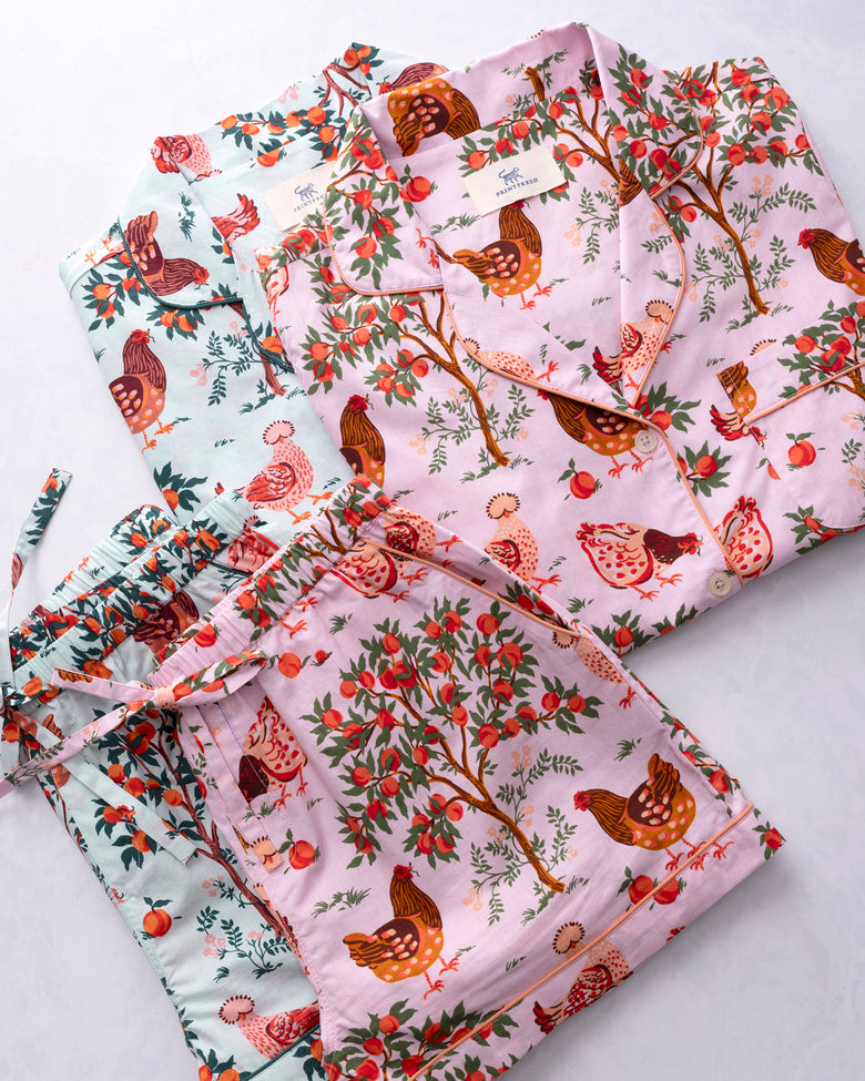 Hen House - Short PJ Set Bundle - Ballet Pink & Soft Blue - Printfresh