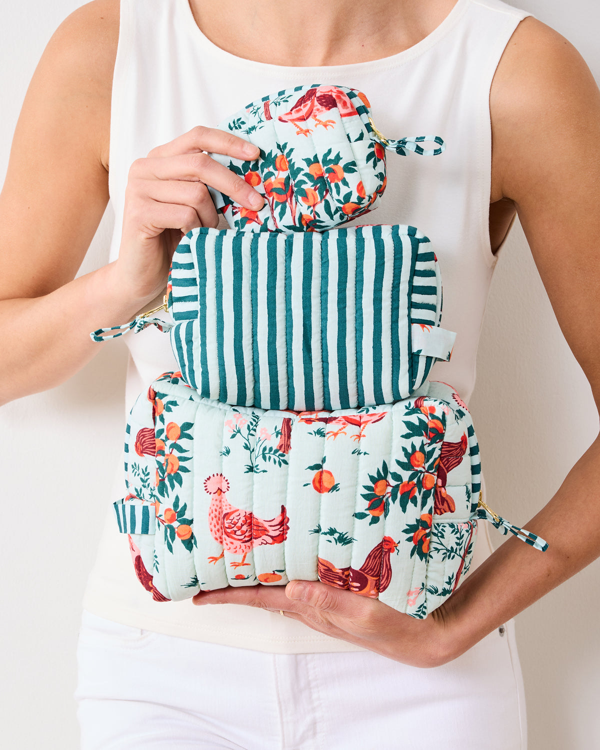 Hen House - Three's Best Pouch Set - Soft Blue - Printfresh