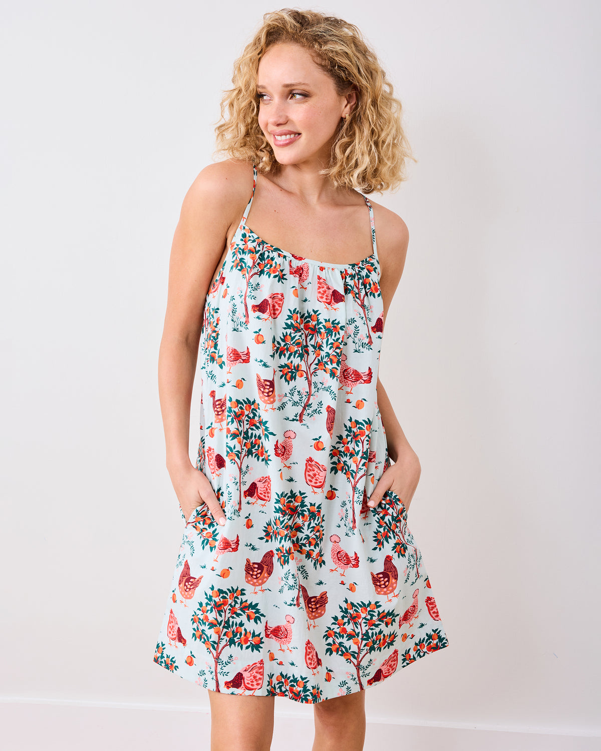 Hen House - Cami Nightgown - Soft Blue - Printfresh