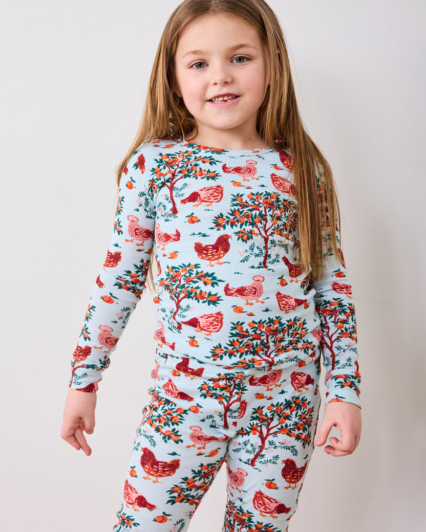 Hen House - Kids PJ Set - Soft Blue - Printfresh
