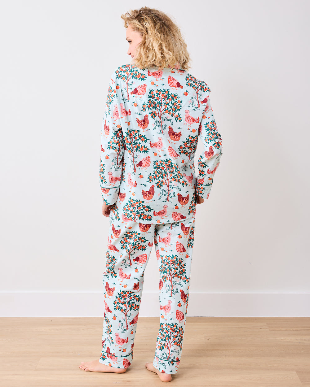 Hen House - Long PJ Set - Soft Blue - Printfresh