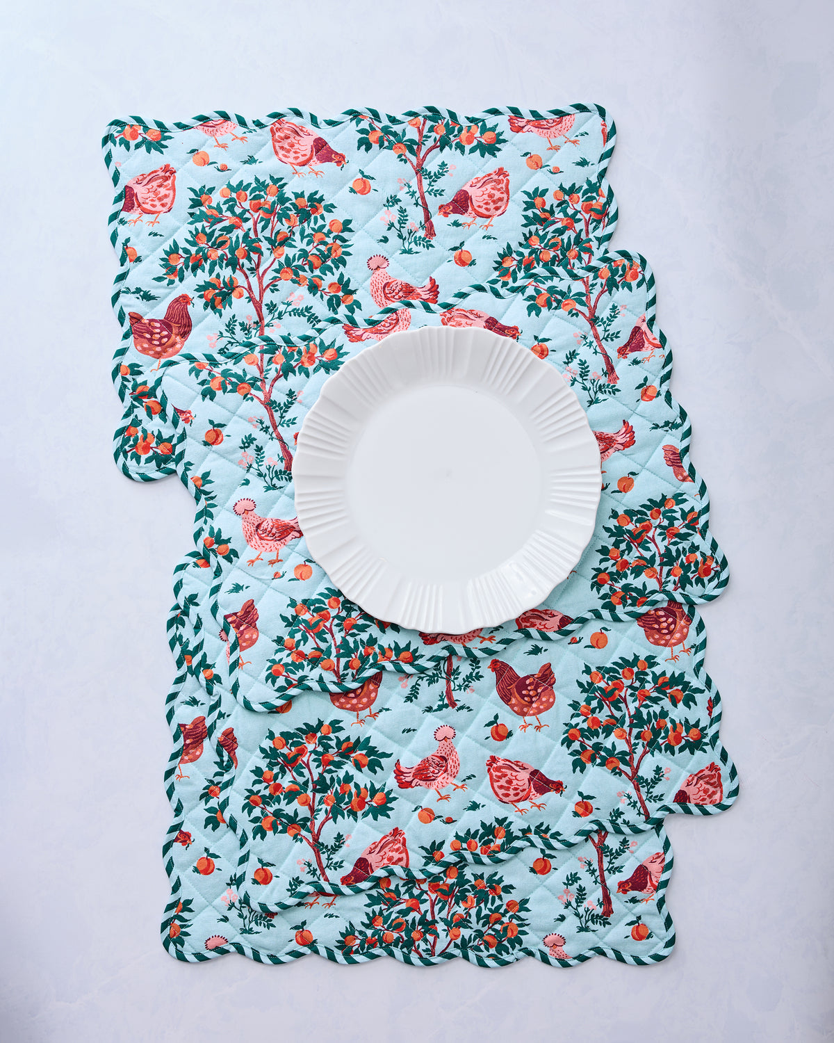 Hen House - Placemats Set Of 4 - Soft Blue - Printfresh