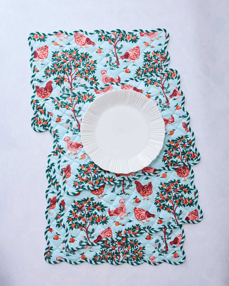 Hen House - Placemats Set Of 4 - Soft Blue - Printfresh