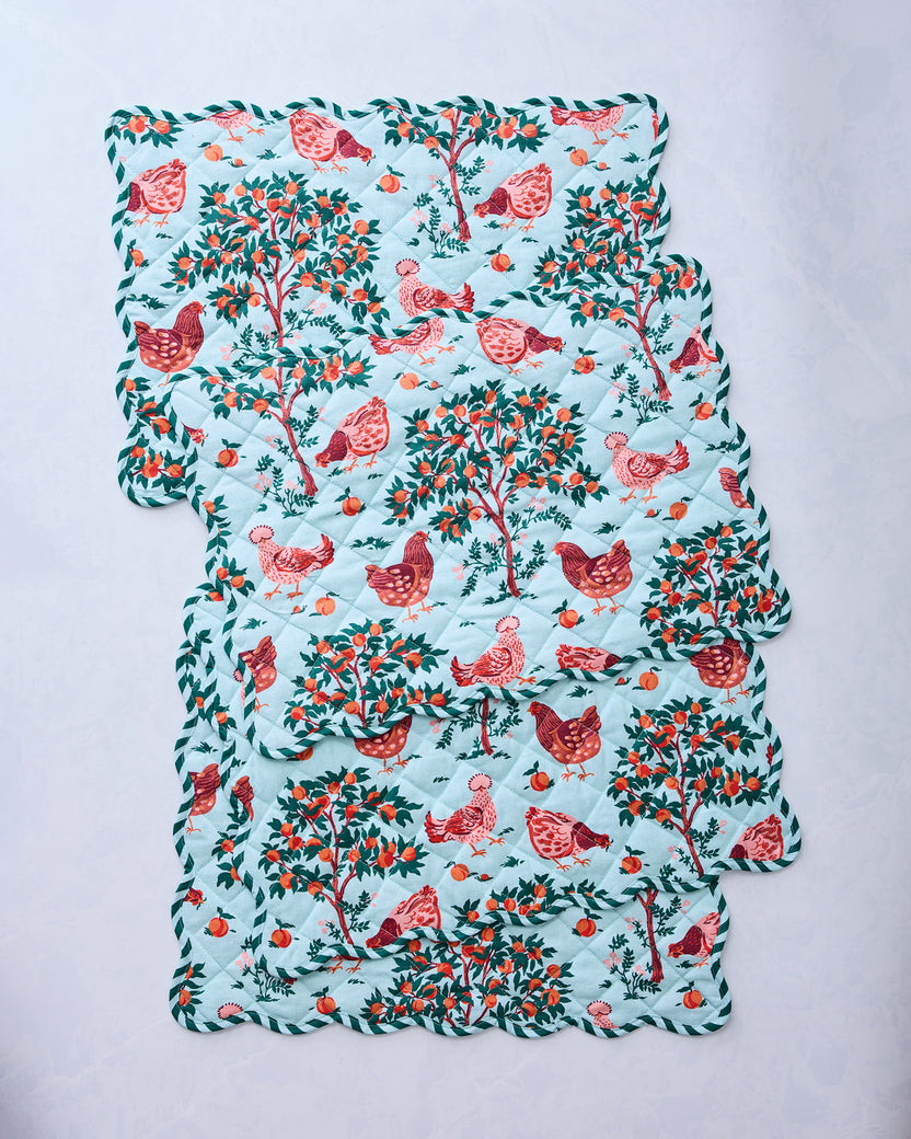 Hen House - Placemats Set Of 4 - Soft Blue - Printfresh