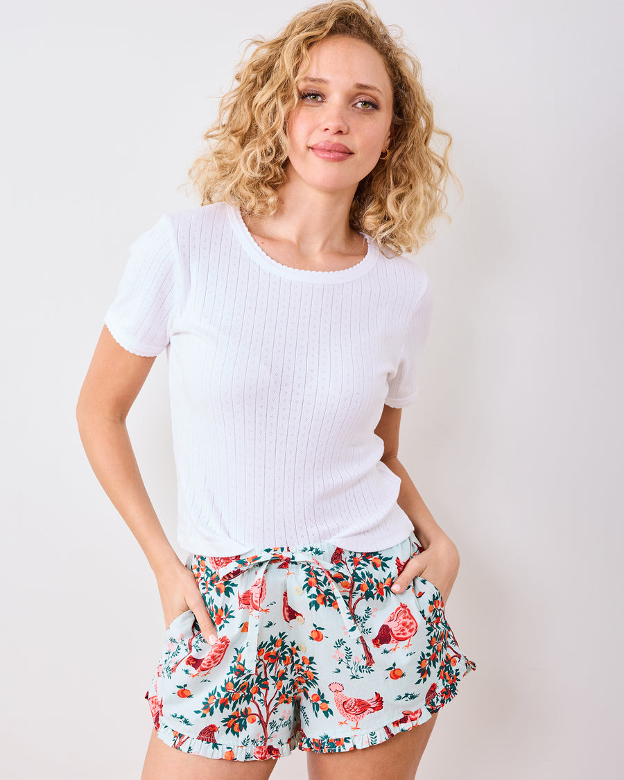 Hen House - Ruffle Shorts - Soft Blue - Printfresh