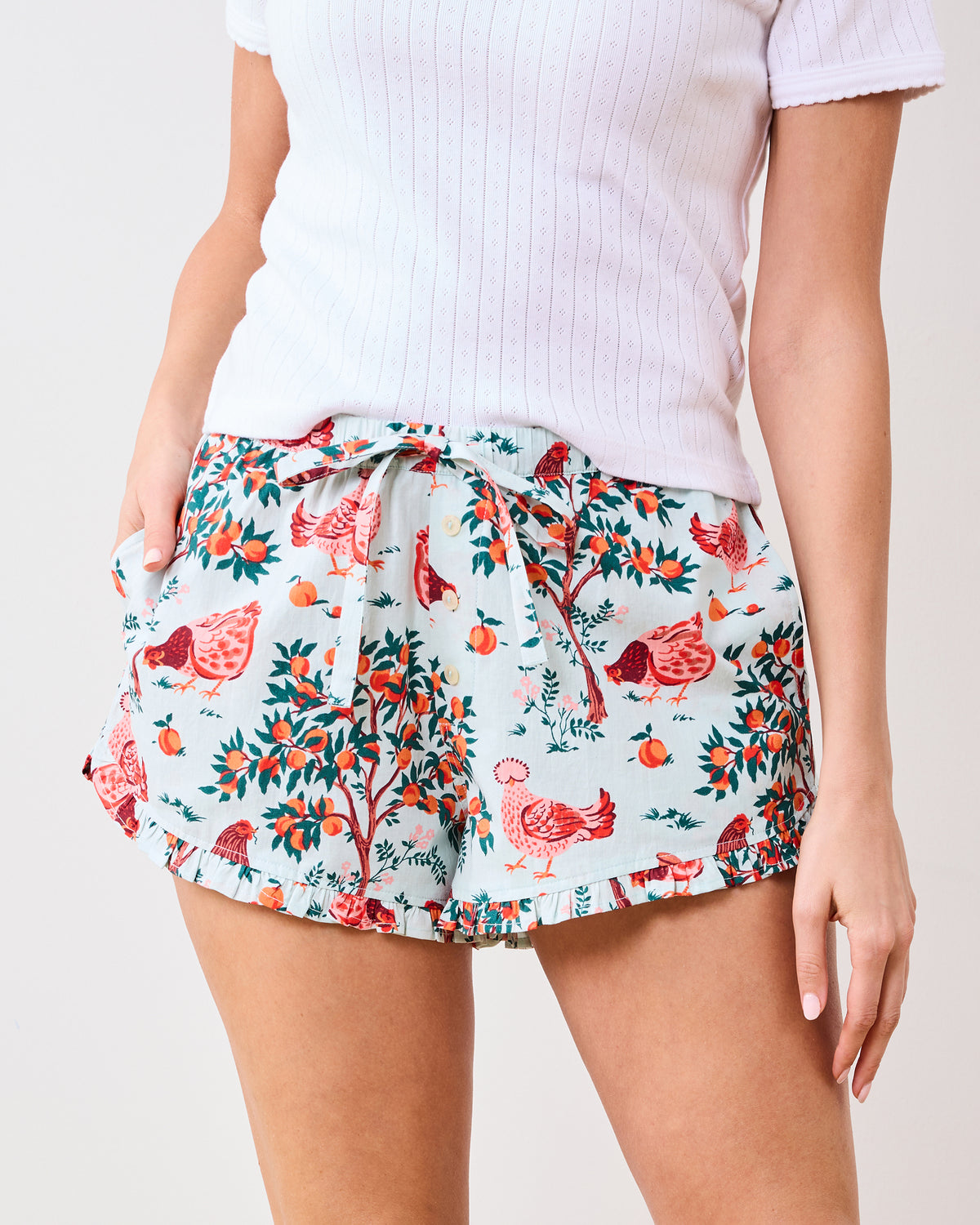 Hen House - Ruffle Shorts - Soft Blue - Printfresh