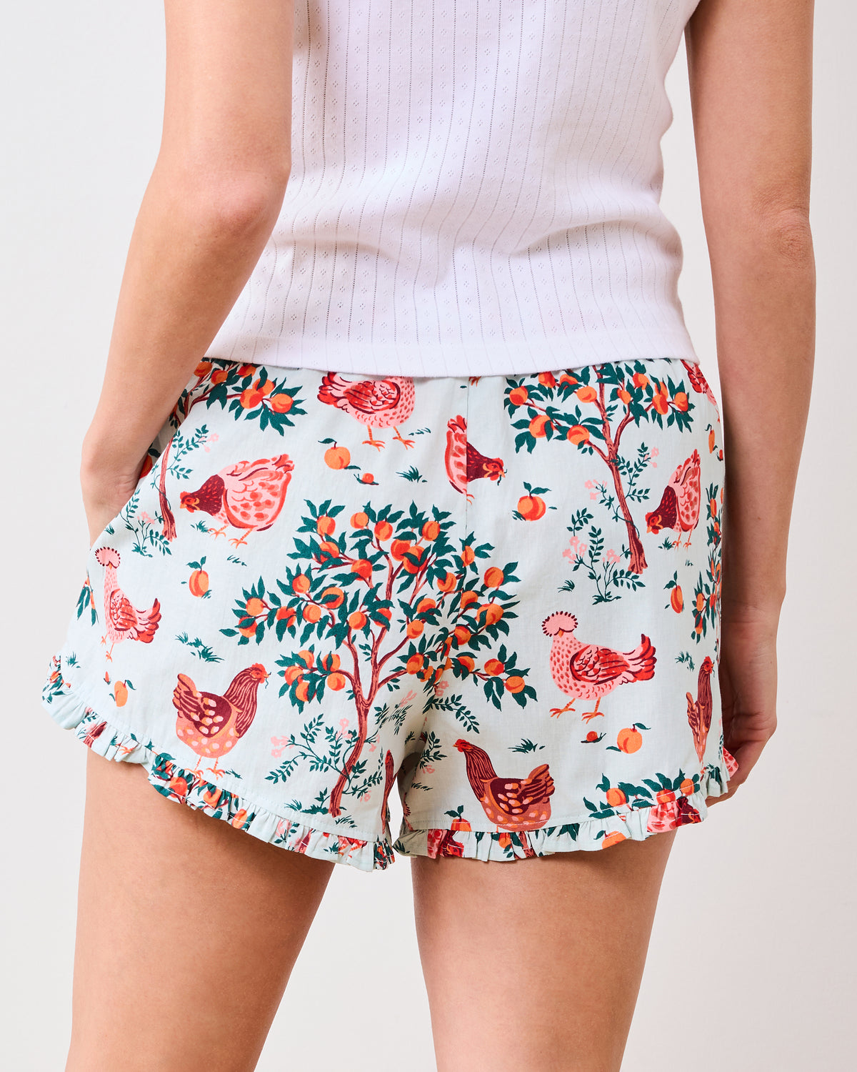 Hen House - Ruffle Shorts - Soft Blue - Printfresh