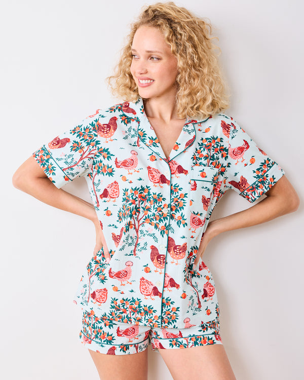 Hen House - Short PJ Set - Soft Blue - Printfresh